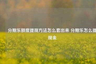 分期乐提现怎么提